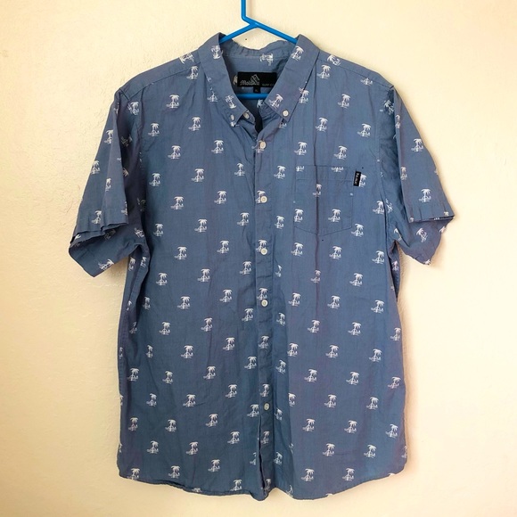 Molokai Surf Co. Palm Trees Print Button Down Hawaiian Shirt Boy's XL - Picture 1 of 6